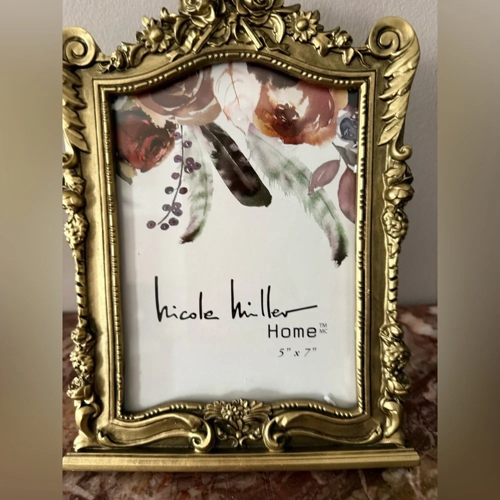 Nicole Miller Gold Floral Embellished Frame antique style